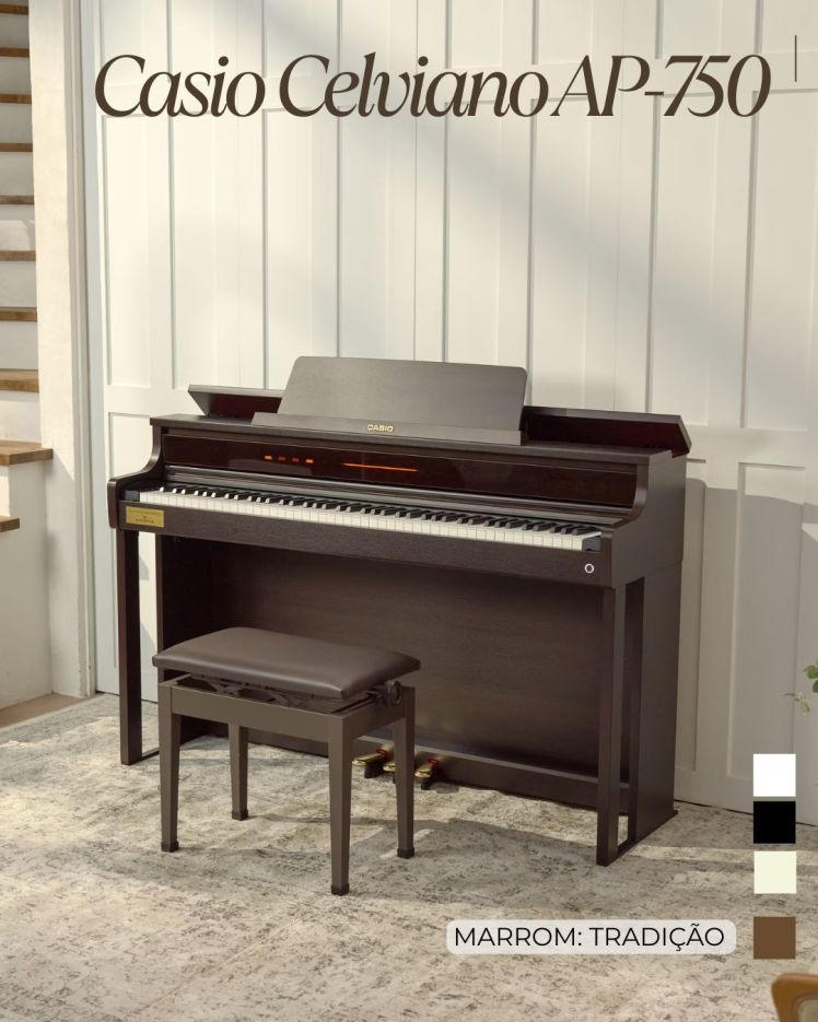 Casio Celviano AP-750 preto design elegante