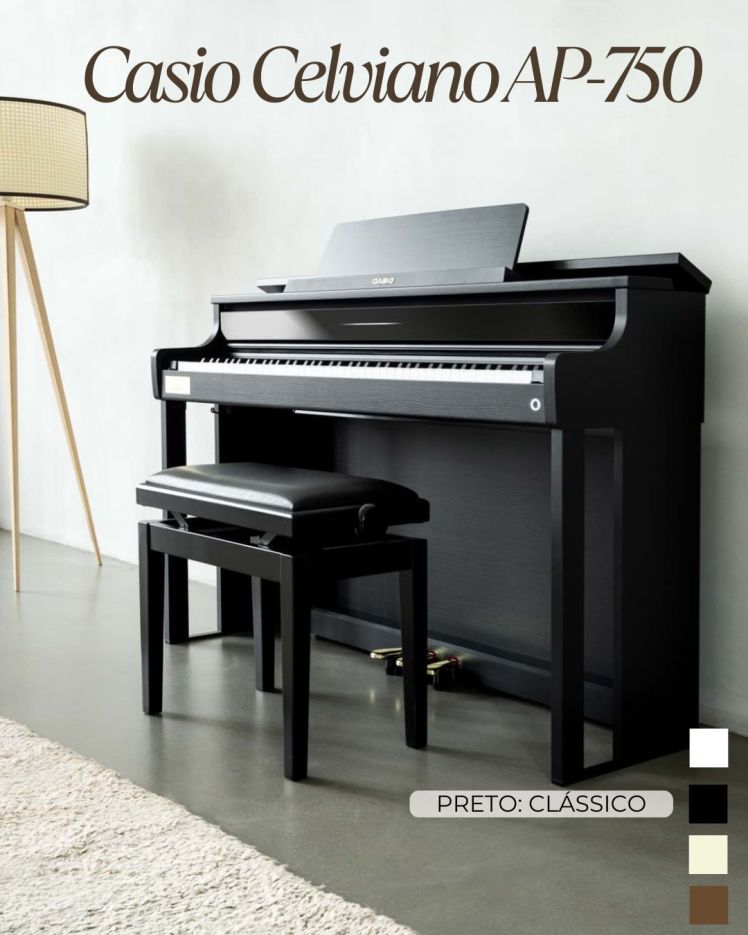 Casio Celviano AP-750 preto design elegante
